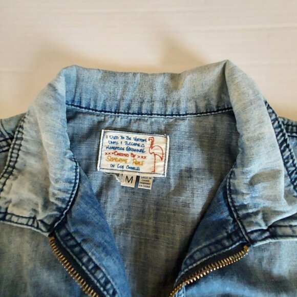 Free People x Sandrine Rose Deep Zip Denim Slouchy Jumpsuit Size Med - Picture 15 of 15